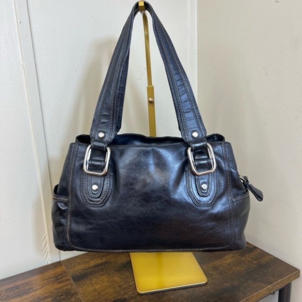Classic Black Leather Shoulder Bag